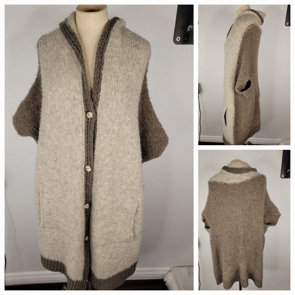 Sleeping On Snow OS Long Wool Mohair Cardigan Sweater Vest Anthropologie